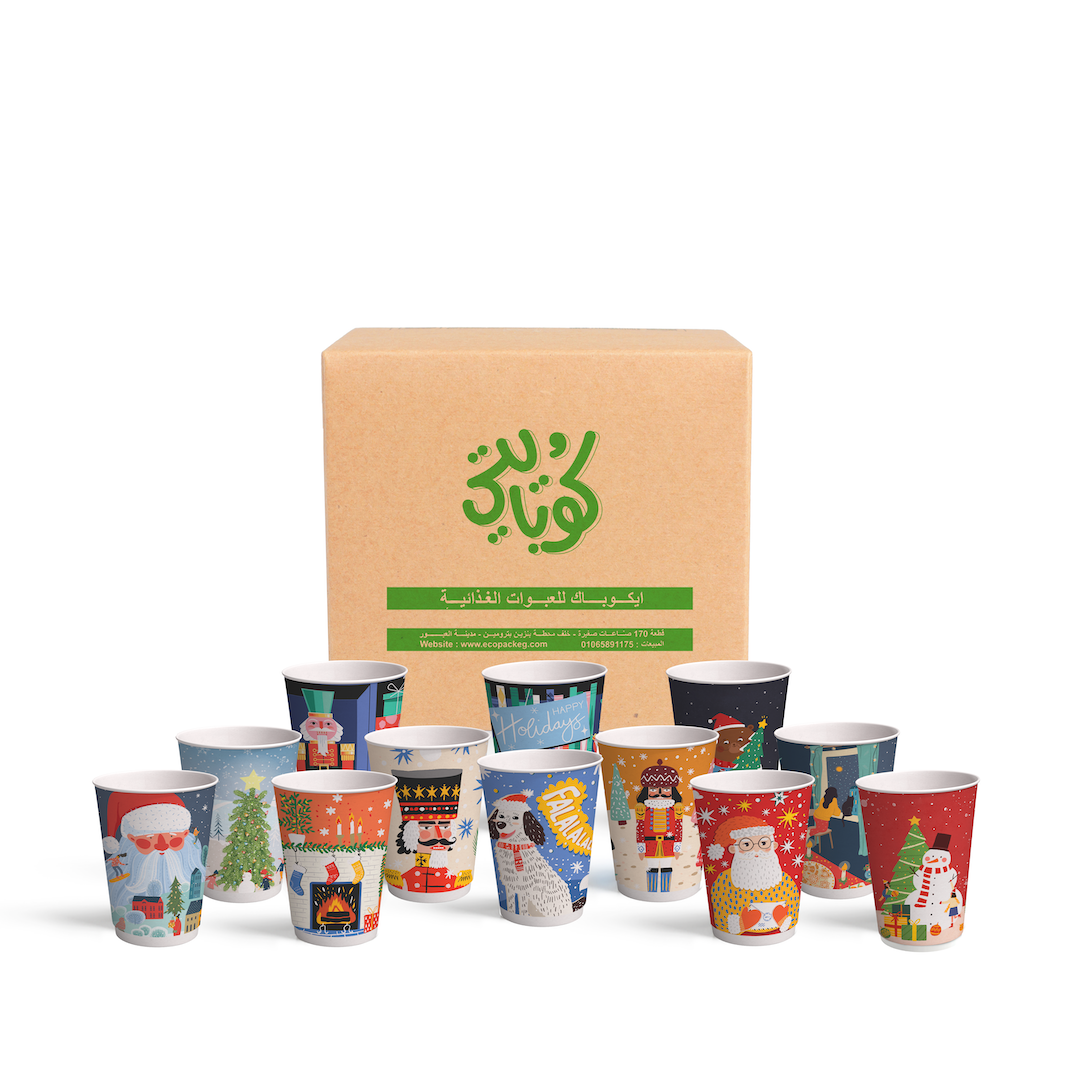 Frosty & Santa 500 Double-Layered Paper Cups Carton 8oz